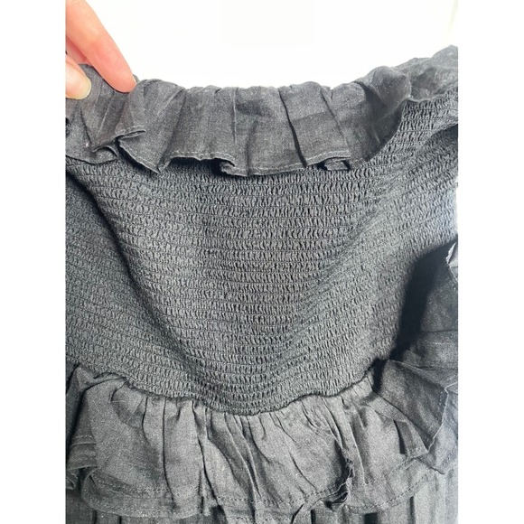 J.CREW Ravenna Dress in Ramie XS Black NEW Preppy Strapless Smocked Beach Casual - Picture 4 of 12
